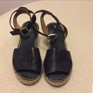 Clark's black wedge sandals